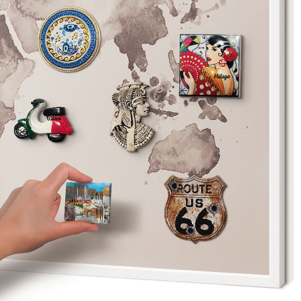Panneau magnétique décoratif cadre noir Carte du monde