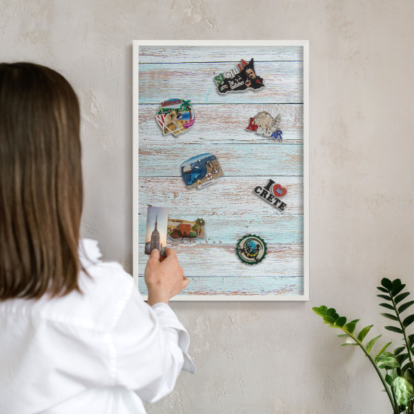 Tableau mural pour aimants dans un cadre noir Planches rustiques