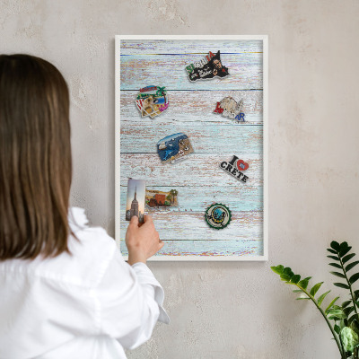 Tableau mural pour aimants dans un cadre noir Planches rustiques