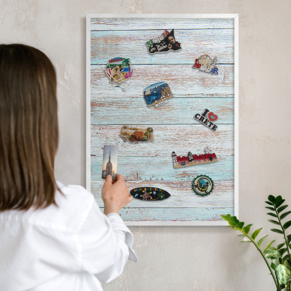 Tableau mural pour aimants dans un cadre noir Planches rustiques