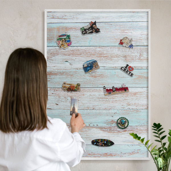 Tableau mural pour aimants dans un cadre noir Planches rustiques