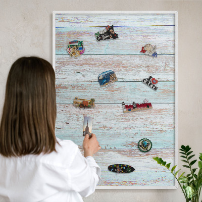 Tableau mural pour aimants dans un cadre noir Planches rustiques