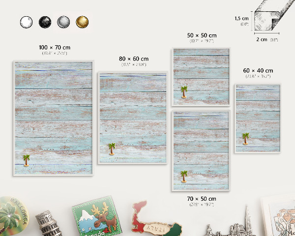 Tableau mural pour aimants dans un cadre noir Planches rustiques