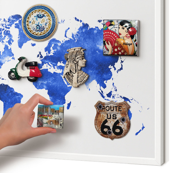 Panneau magnétique décoratif cadre noir Carte du monde