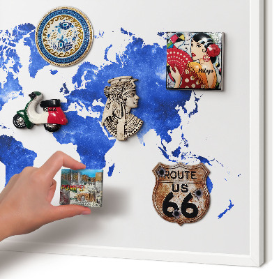 Panneau magnétique décoratif cadre noir Carte du monde