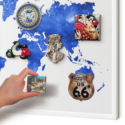 Panneau magnétique décoratif cadre noir Carte du monde