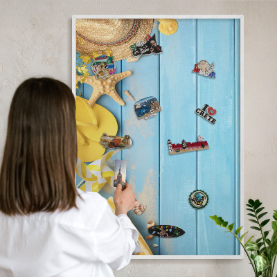 Tableau mural pour aimants dans un cadre noir Ambiance plage