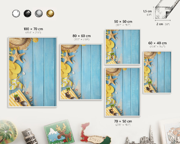 Tableau mural pour aimants dans un cadre noir Ambiance plage
