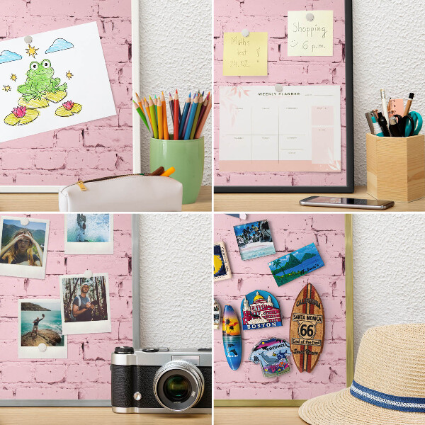 Panneau magnétique décoratif cadre noir Brique rose