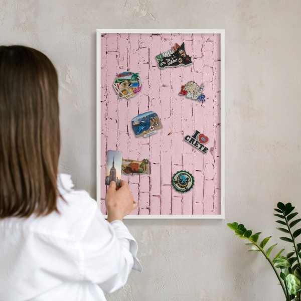 Panneau magnétique décoratif cadre noir Brique rose