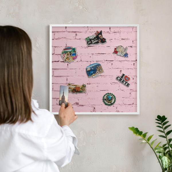 Panneau magnétique décoratif cadre noir Brique rose