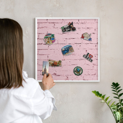 Panneau magnétique décoratif cadre noir Brique rose