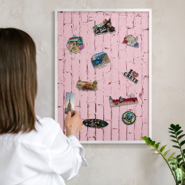 Panneau magnétique décoratif cadre noir Brique rose