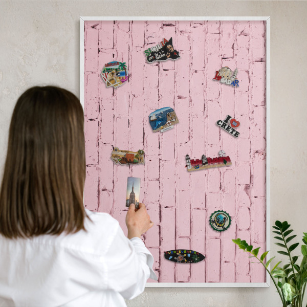 Panneau magnétique décoratif cadre noir Brique rose