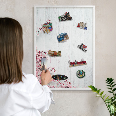 Tableau mural pour aimants dans un cadre noir Élégance épanouie