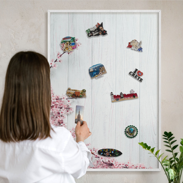 Tableau mural pour aimants dans un cadre noir Élégance épanouie