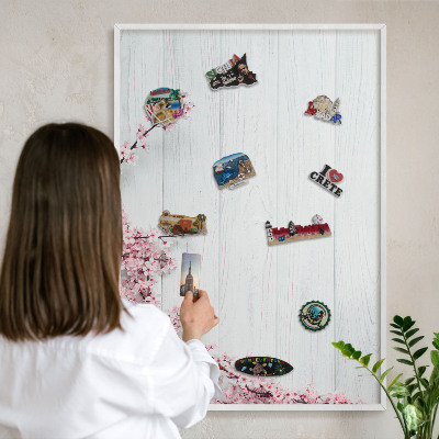 Tableau mural pour aimants dans un cadre noir Élégance épanouie