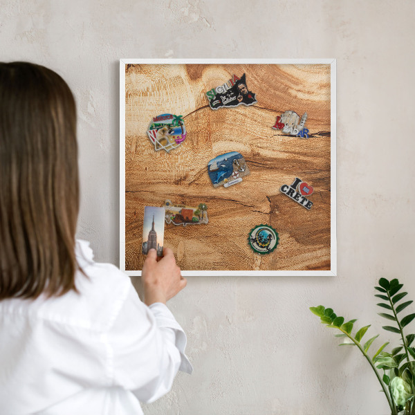 Tableau mural pour aimants dans un cadre noir Bois naturel