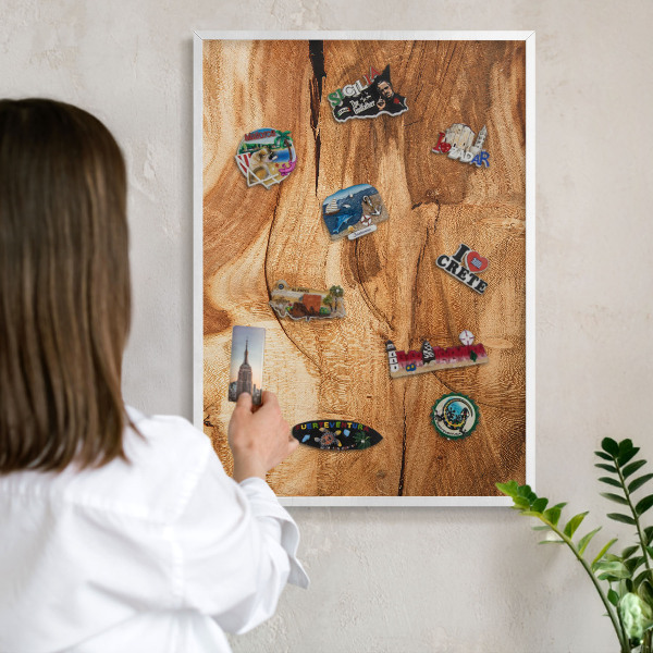 Tableau mural pour aimants dans un cadre noir Bois naturel