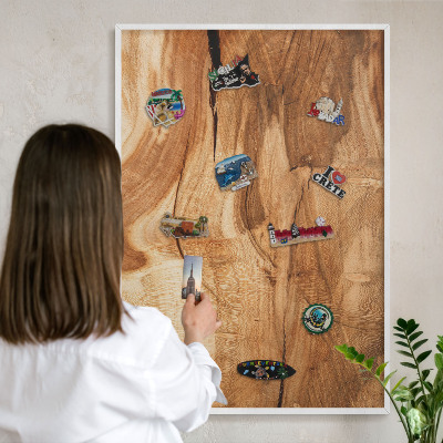 Tableau mural pour aimants dans un cadre noir Bois naturel