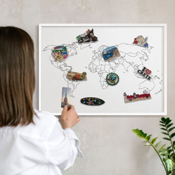 Tableau mural pour aimants dans un cadre noir Carte des courbes de niveau