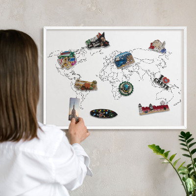 Tableau mural pour aimants dans un cadre noir Carte des courbes de niveau