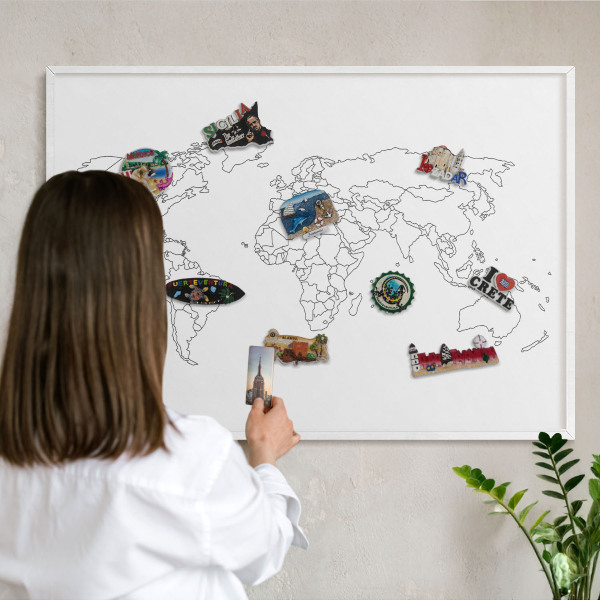Tableau mural pour aimants dans un cadre noir Carte des courbes de niveau
