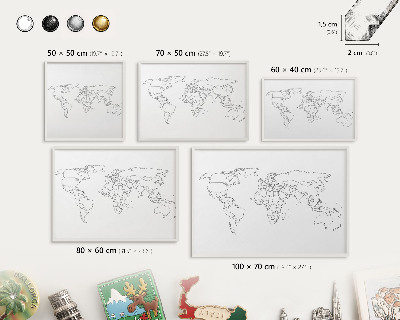 Tableau mural pour aimants dans un cadre noir Carte des courbes de niveau
