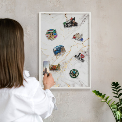 Tableau mural pour aimants dans un cadre noir Élégance du marbre