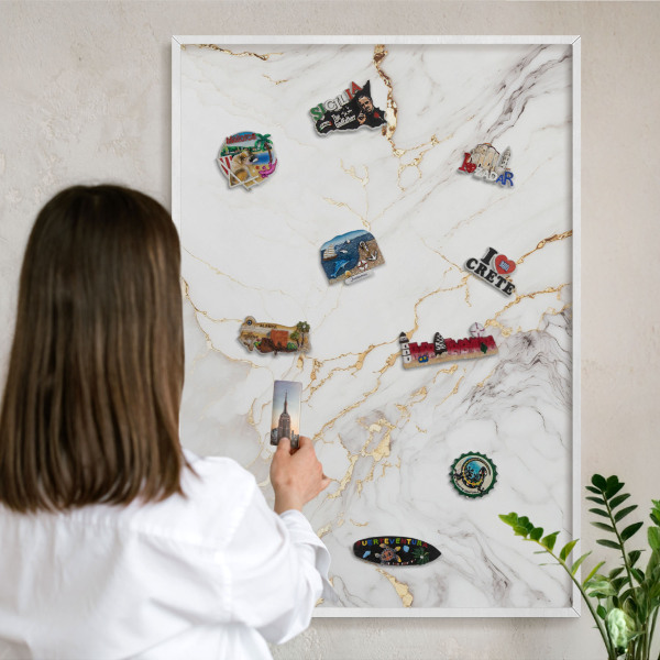 Tableau mural pour aimants dans un cadre noir Élégance du marbre
