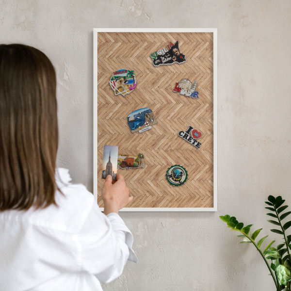 Tableau mural pour aimants dans un cadre noir Motif à chevrons