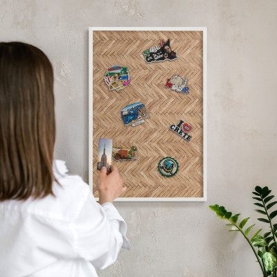 Tableau mural pour aimants dans un cadre noir Motif à chevrons