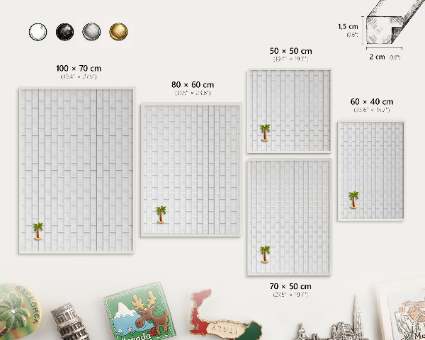 Tableau mural pour aimants dans un cadre noir Briques blanches