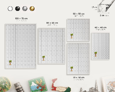 Tableau mural pour aimants dans un cadre noir Briques blanches