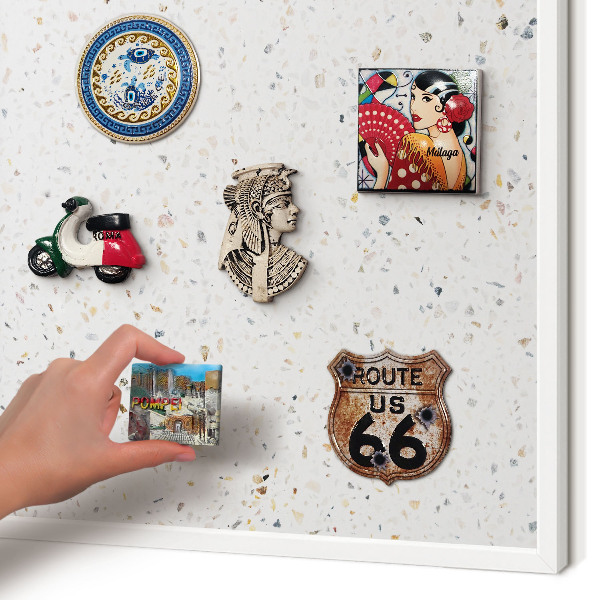 Panneau magnétique décoratif cadre noir Motif terrazzo