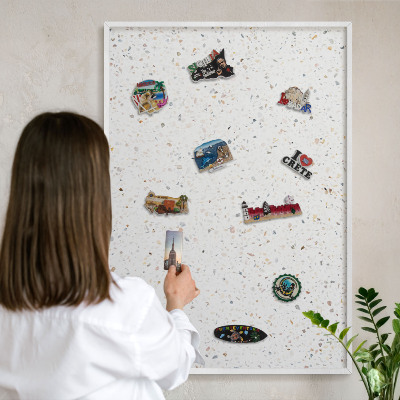 Panneau magnétique décoratif cadre noir Motif terrazzo