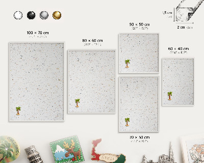 Panneau magnétique décoratif cadre noir Motif terrazzo