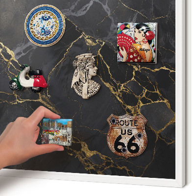 Tableau mural pour aimants dans un cadre noir Marbre noir