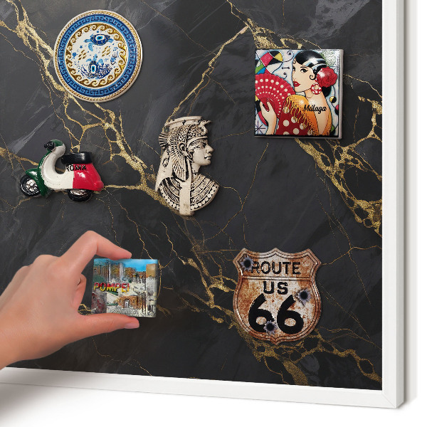 Tableau mural pour aimants dans un cadre noir Marbre noir