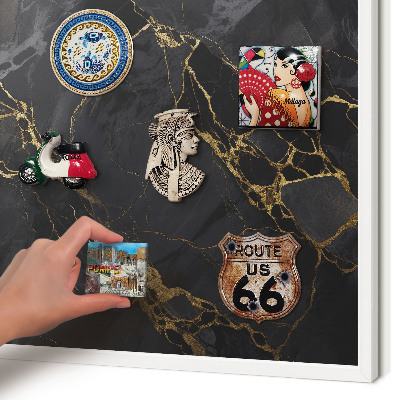 Tableau mural pour aimants dans un cadre noir Marbre noir