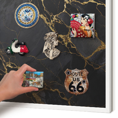 Tableau mural pour aimants dans un cadre noir Marbre noir
