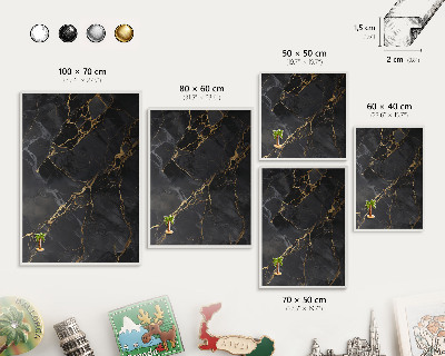 Tableau mural pour aimants dans un cadre noir Marbre noir