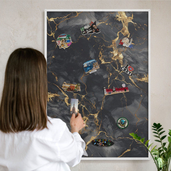 Tableau mural pour aimants dans un cadre noir Veines délicates