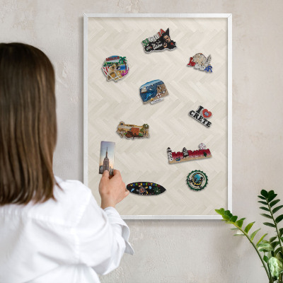 Tableau mural pour aimants dans un cadre noir Chevrons subtils
