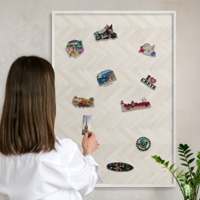Tableau mural pour aimants dans un cadre noir Chevrons subtils