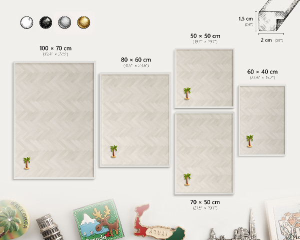 Tableau mural pour aimants dans un cadre noir Chevrons subtils