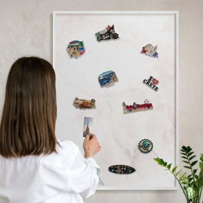 Tableau mural pour aimants dans un cadre noir Élégance du marbre
