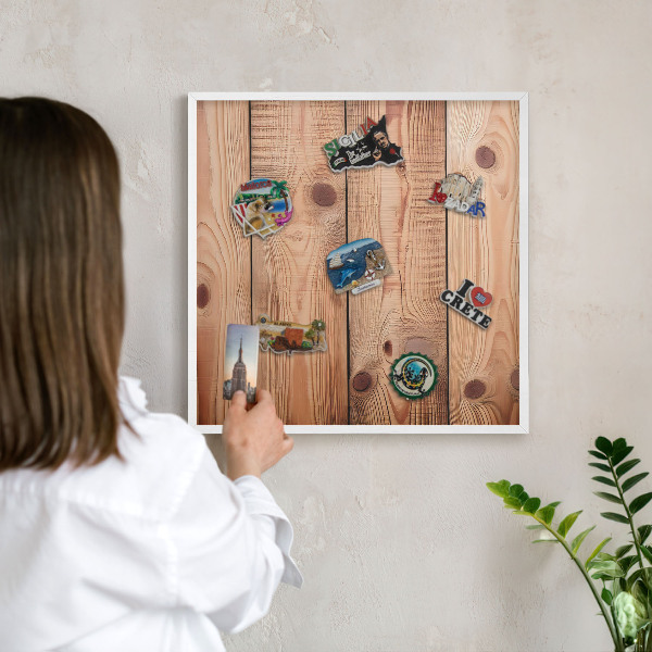 Panneau magnétique décoratif cadre noir Planches de bois