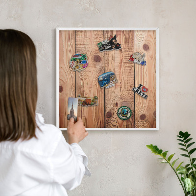 Panneau magnétique décoratif cadre noir Planches de bois