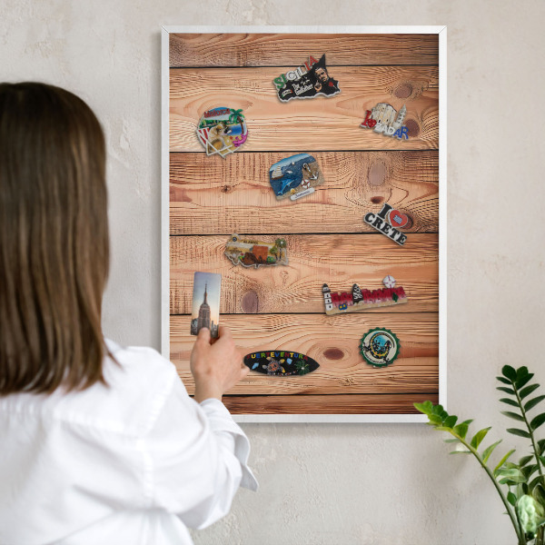 Panneau magnétique décoratif cadre noir Planches de bois